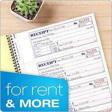 Load image into Gallery viewer, Adams Money and Rent Receipt Book, 2-Part Carbonless, 7-5/8" x 11", Spiral Bound, 200 Sets per Book, 4 Receipts per Page (SC1182), White/Canary