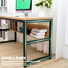 Load image into Gallery viewer, TOPSKY 55" Computer Desk with Bookshelf/Metal Desk Grommet Hole Cable Cover (Industrial/Rustic Brown)