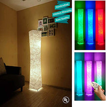 Load image into Gallery viewer, 61" Soft Light Floor Lamp,LEONC RGB Color Changing LED Tyvek Fabric Shade Modern Floor Lamp with Fabric Shade & 2 Smart LED Bulbs for Livingroom Bedroom Warm Atmosphere Tyvek Dupont 10 x 10 x 61 inch…