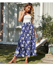 Load image into Gallery viewer, Women Summer Casual Loose Fit Vintage High Waist Printing Floral Maxi Skirt (Blue,XL)