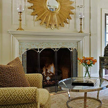 Load image into Gallery viewer, Amagabeli Large Gold Fireplace Screen 4 Panel Ornate Wrought Iron Black Metal Fire Place Standing Gate Decorative Mesh Solid Baby Safe Proof Fence Steel Spark Guard Cover Outdoor Tools Accessories