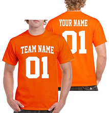 Load image into Gallery viewer, Custom T-Shirt Jersey | Adult Sizes | Add Your Team Name & Number| Unisex, 100% Cotton Orange