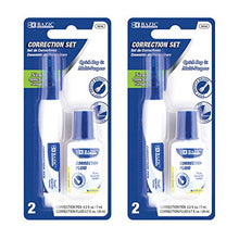 Load image into Gallery viewer, BAZIC Correction Fluid, Soft Bristle Brush & Precise Metal Tip Applicator, Fine Point Corrections Pen White Out Wipe Out Liquid (2/Pack), 2-Packs