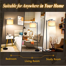 Load image into Gallery viewer, Rottogoon Floor Lamp for Living Room, LED Standing Lamp with 2 Lamp Shades Tall Industrial Arc Floor Lamp Reading for Bedroom, Office, Study Room (9W LED Bulb, Beige & Gray Shades Included)