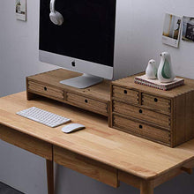 Load image into Gallery viewer, Kirigen Wood Monitor Stand with 2 Drawers - Computer Arm Riser Desk Storage Organizer,Speaker TV Laptop Printer Stand with Pen Slot and Cable Management,Dark Brown Desktop Shelf for Office DBR-2PMJ