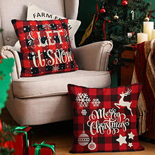Load image into Gallery viewer, Bieyaaso Christmas Pillow Covers 18x18 Set of 4 for Home Decor. Christmas Buffalo Plaid Retro Truck Throw Pillow Cases CushionDecor Winter Holiday Christmas Farmhouse Decor Pillows Throw Pillow Covers