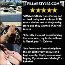 Load image into Gallery viewer, 14K Gold Ring Mens Antler Wedding Band with Koa Wood and Arrow Inlay 8mm Tungsten Deer Antler Rings for Men Rustic Wooden Boho Anniversary Gifts