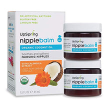 Load image into Gallery viewer, UpSpring Baby Organic Nipple Balm and Nipple Cream for Breastfeeding, Coconut Oil Base, Natural and Lanolin-Free, 1.5 oz Jar, Soothing Nursing Cream for Breast Feeding Women, 2 Pack