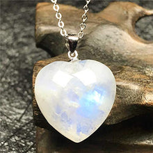 Load image into Gallery viewer, Top Natural Rainbow Moonstone Crystal Pendant Necklace, Heart Moonstone Jewelry For Woman Man 18x8mm Beads Sterling Silver Chains Oval Stone AAAAA