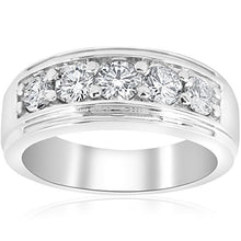 Load image into Gallery viewer, 1 ct Mens Diamond Five Stone Wedding Ring 10k White Gold - Size 8.5
