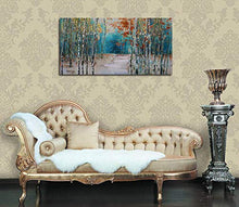 Load image into Gallery viewer, Ardemy Canvas Wall Art Tree White Birch Picture Painting One Panel Blue Forest Landscape Nature Artwork Prints, Modern 40"x20" Framed for Home Office Living Room Bedroom Bathroom Wall Decorations