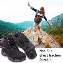Load image into Gallery viewer, Athlefit Women's Work Waterproof Hiking Combat Boots Lace up Low Heel Booties Ankle Boots size 6 Black