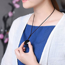 Load image into Gallery viewer, MENGLINA Black Obsidian Hexagram Natural Stone Necklace Translucent Ice Obsidian Wolf Tooth Amulet His and Hers Couples Necklace Lucky Love Pendant Necklace for Men Women