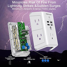 Load image into Gallery viewer, Outlet Extender with Night Light, USB Wall Charger, POWLIGHT 5-Outlet Surge Protector Power Strip with 4 USB Ports, 1680 Joules Multi Plug Outlet with Spaced Outlets for Home, Office, White