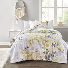 Load image into Gallery viewer, Comfort Spaces Bed in A Bag - Trendy Casual Design Cozy Comforter with Complete Sheet Set with Side Pocket, All Season Cover, Matching Shams, Twin XL(66 in x 90 in), Nina, Floral Yellow/Grey 6 Piece