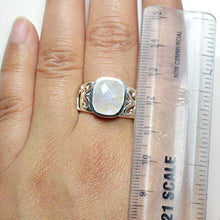 Load image into Gallery viewer, 55Carat Genuine Rainbow Moonstone Mens Rings 925 Sterling Silver Cushion Shape Handmade Band in Size 4-13