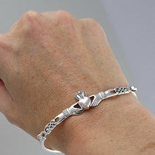 Load image into Gallery viewer, FashionJunkie4Life 925 Sterling Silver Irish Claddagh Celtic Knot Bangle Bracelet