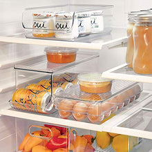 Load image into Gallery viewer, iDesign Plastic Beverage Fridge Organizer with Lid, Clear Plastic – 13.84” x 5.7” x 5.8” – Kitchen Storage Container with Versatile Design, Ideal for Pantry, Refrigerator or Cabinet Organization