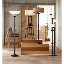 Load image into Gallery viewer, Light Blaster Modern Retro Torchiere Floor Lamp Warm Bronze White Frosted Glass Bowl Shade for Living Room Bedroom Uplight - Possini Euro Design