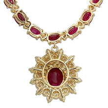 Load image into Gallery viewer, 40.45 Carat Natural Red Ruby and Diamond (F-G Color, VS1-VS2 Clarity) 18K Yellow Gold Luxury Necklace for Women Exclusively Handcrafted in USA