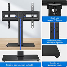 Load image into Gallery viewer, MOUNTUP Universal TV Stand, Table Top TV Stands for 37 to 70 Inch Flat Screen TVs - Height Adjustable, Tilt, Swivel TV Mount with Tempered Glass Base Holds up to 88 lbs, Max VESA 600x400mm MU0031