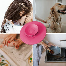 Load image into Gallery viewer, OmiStout Hair Catcher & Drain Stopper, 2 in 1 Sink Drain Cover, Flex Silicone Strainer for Shower/Bathtub/Tub/Floor Drain/Kitchen Sink (Blue, 3 Pack)