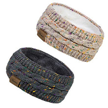 Load image into Gallery viewer, 2 Pack Ear Warmer Headband Women Winter Cable Knit Headband Twist Fuzzy Fleece Lined Gifts Stocking Stuffers for Mom