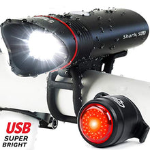 Load image into Gallery viewer, Cycle Torch Shark 500 USB Rechargeable Bike Light – Headlight & Tail Light Set- Fits All Bicycles, Hybrid, Road, MTB, with Quick Release