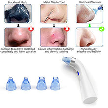 Load image into Gallery viewer, Blackhead Remover Pore Vacuum - USB Rechargeable Facial Acne Cleaner Comedone Suction Treatment LED Display with 4 Replaceable Suction Head (Blue)