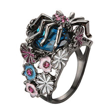 Load image into Gallery viewer, Goddesslili Spider Flower Rings for Women Men Unisex, Retro Sapphire Wedding Engagement Anniversary Luxury Gift, 2019 Rose Gold