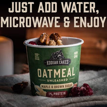 Load image into Gallery viewer, Kodiak Cakes Instant Protein Oatmeal Cup, Variety Pack: Peanut Butter Chocolate Chip, Maple & Brown Sugar, & Chocolate Chip (Pack of 12)