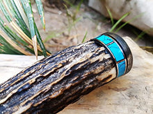 Load image into Gallery viewer, Black Mamba Knives BMK-111 Persian Yuma 9.5 Long 4.5 Blade 7 Ounce Damascus Hunting Fixed Blade Knife With Stag Antler and Turquoise Spacers
