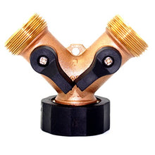 Load image into Gallery viewer, 2wayz Brass 2 Way Hose Splitter. Super Heavy Duty Connector Will Keep You Dry as a Bone & Get The Job Done! Rubber Shut Off Valves Included, Fits ¾” Hoses. A Metal Tap Diverter That Will Never Leak!