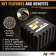 Load image into Gallery viewer, JIGMATS Small Foam Exercise Mats, Gym Flooring for Home Gym, 18 x Protective Foam Floor Mats for Exercise Equipment, Interlocking EVA Floor Tiles Non Slip Gym Matt Rubber Cushion, Workout Mat 12"X12"