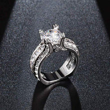 Load image into Gallery viewer, MAIHAO Fashion Women 925 Sterling Silver Ring,White Topaz Cubic Zirconia CZ Diamond Elegant Eternity Engagement Wedding Band Ring Size 6-10 (US Code 7)