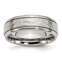 Load image into Gallery viewer, ICE CARATS Titanium 7mm Grooved Edge Hammered Wedding Ring Band Size 9.50 Fancy Fashion Jewelry for Women Gifts for Her