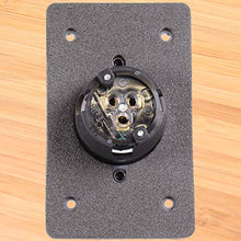 Load image into Gallery viewer, HJP-5278-CWP 15 AMP Straight Blade Flanged Male Power Inlet Receptacle, 15 A, 125 V, NEMA 5-15P, Integrated Nylon Faceplate, Body And Rubber Waterproof Cover (1, Black/Grey)
