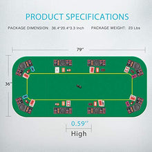 Load image into Gallery viewer, VIVOHOME 79 x 36 Inch Foldable 8-Player Texas Poker Card Tabletop Layout Portable Anti-Slip Rubber Board Game Mat with Cup Holders and Carrying Bag