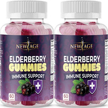 Load image into Gallery viewer, (2-Pack) Premium Elderberry Gummies by New Age for Adults Kids with Vitamin C, Zinc, Propolis - Sambucus Black Elderberry Gummy Extract - Gluten Free & Vegetarian - 120 Gummies