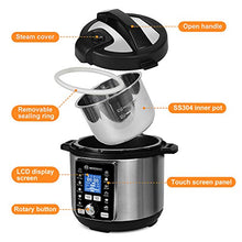 Load image into Gallery viewer, MOOSOO 13-in-1 Electric Pressure Cooker, 6QT Instant One-Touch Pressure Pot, Stain-Resistant Pressure Cooker with Digital Touchscreen, Slow Cooker, Steamer, Saute, Yogurt Maker, Egg Cooker, with ETL Certified, 11+ Accessories and Recipes