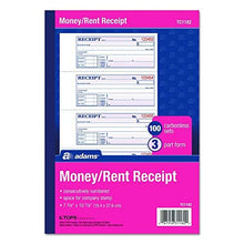 Load image into Gallery viewer, Adams Money and Rent Receipt Book, 3-Part, Carbonless, White/Canary/Pink,7 5/8" x 10 7/8", 100 Sets per Book (TC1182) (12 Pack)