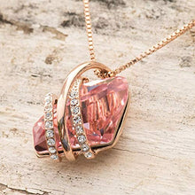 Load image into Gallery viewer, Leafael Wish Stone Pendant Necklace with Vintage Pink Birthstone Crystal for October, 18K Rose Gold Plated, 18" + 2" Chain