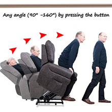 Load image into Gallery viewer, Harper&Bright Designs Smoky Brown Wilshire Series Heavy-Duty Power Lift Recliner Chair, Built-in Remote and 2 Castors,