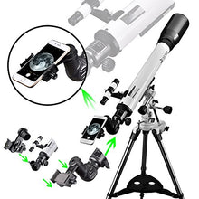 Load image into Gallery viewer, Telescope 70EQ Refractor Telescope Scope - 70mm Aperture and 700mm Focal Length, Multi-Layer Green Film, with Digiscoping Adapter for Photography