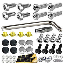 Load image into Gallery viewer, Aootf License Plate Screws Anti Theft - Stainless Steel Security Screws License Plate Bolts Fasteners,Tamper Proof Hardware for Tag Plates on Cars Trucks, Black Chrome Caps -58PC