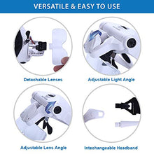 Load image into Gallery viewer, YOCTOSUN LED Head Magnifier, Rechargeable Hands Free Headband Magnifying Glass with 2 Led, Professional Jeweler's Loupe Light Bracket and Headband are Interchangeable