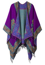 Load image into Gallery viewer, Women's Fashionable Retro Style Vintage Pattern Tassel Poncho Shawl Cape (Series1-pink)