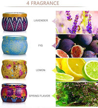 Load image into Gallery viewer, Yinuo Mirror Scented Candles Gift Set, Natural Soy Wax 4.4 Oz Portable Travel Tin Candles Women Gift with Strongly Fragrance Essential Oils for Aromatherapy- 4 Pack
