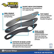 Load image into Gallery viewer, Powerstep Mens-Adult ErgoShield ESD Insoles, Grey, Men's 12-13