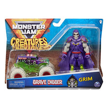 Load image into Gallery viewer, Monster Jam, Official Grave Digger 1:64 Scale Monster Truck and 5-Inch Grim Creatures Action Figure Set